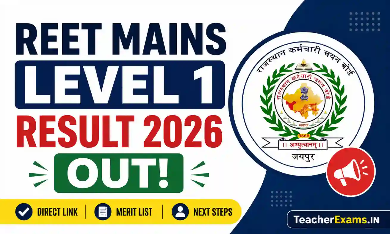 REET Mains Level 1 Result 2026